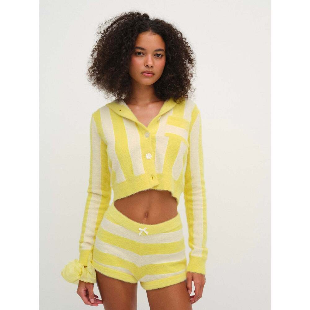 For Love & Lemons Sleepy Stripe Hoodie S / Yellow